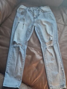 SHEIN Light Blue Ripped Skinny Jeans